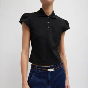 Tibi Black Cap Sleeve Blouse